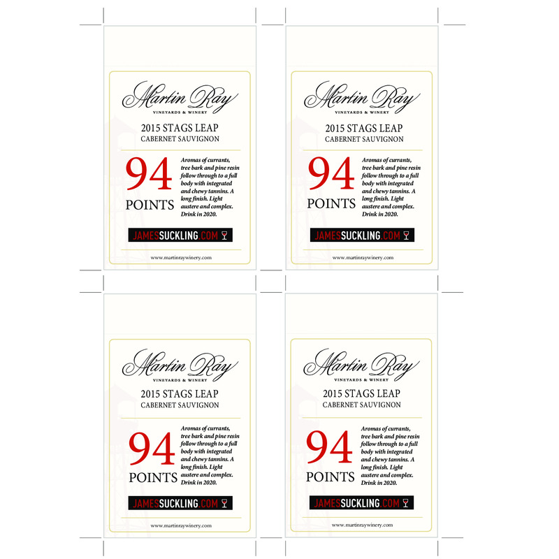 2015 Martin Ray Stags Leap District Reserve Cabernet Sauvignon Shelftalker – 94 Pts. J. Suckling