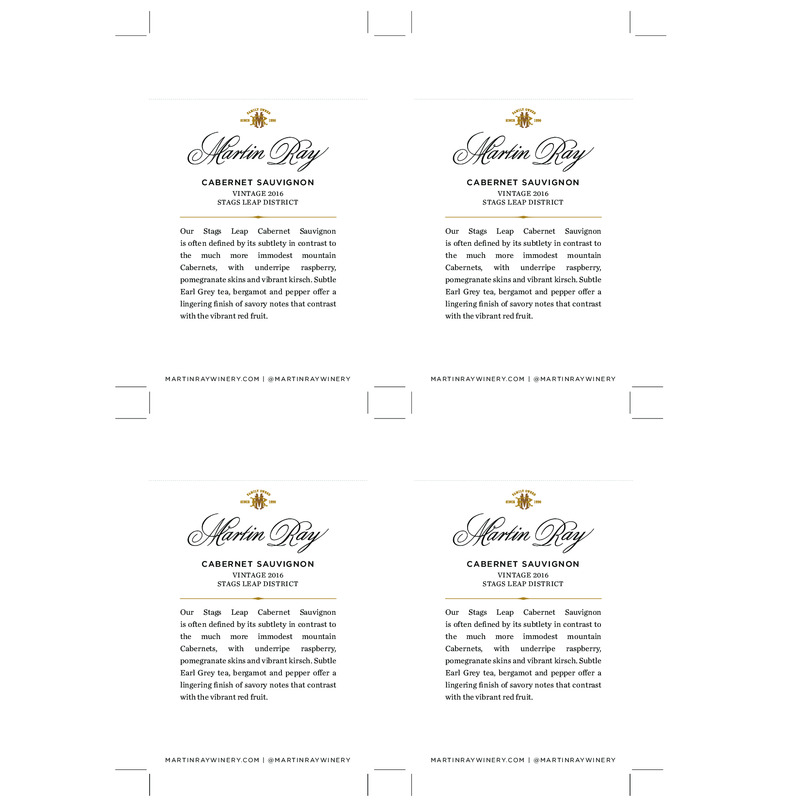 2016 Martin Ray Stags Leap District Reserve Cabernet Sauvignon Shelf Talker
