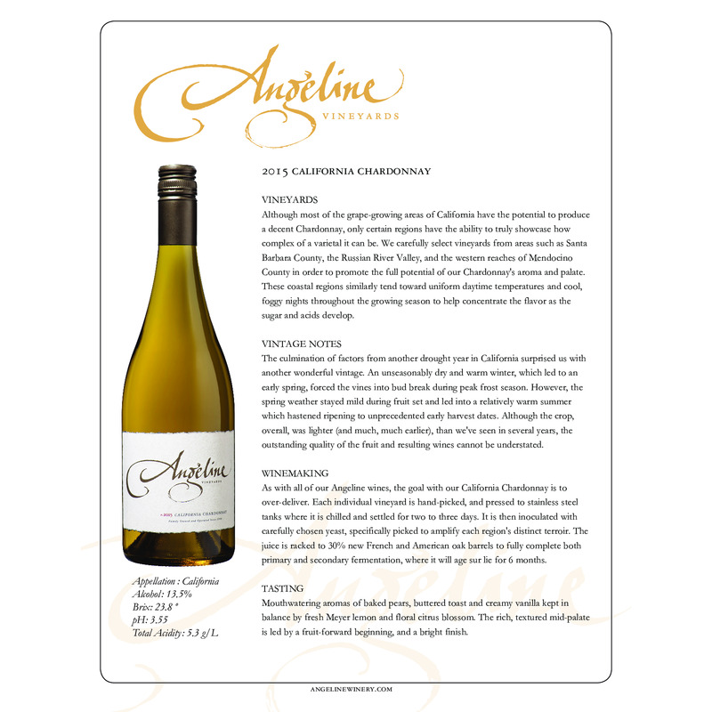 2015 Angeline Chardonnay Tech Sheet