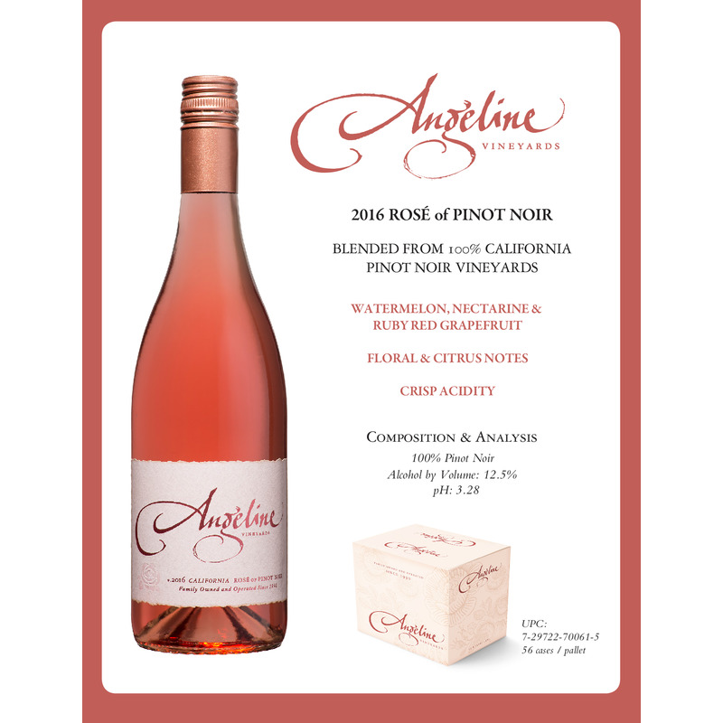 2016 Angeline Rosé Of Pinot Noir Sell Sheet