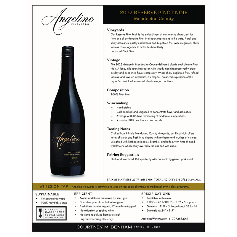 2023 Angeline Reserve Pinot Noir Wine on Tap