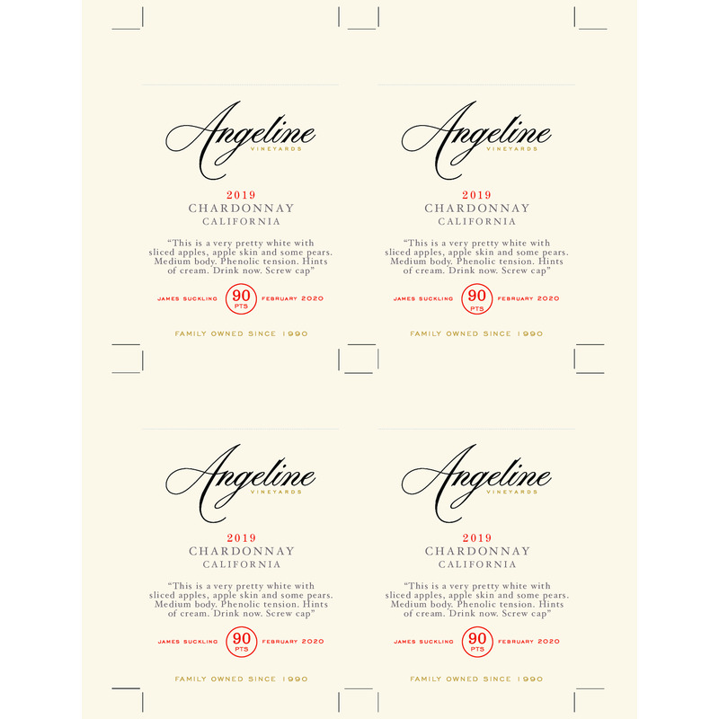 2019 Angeline Chardonnay Shelf Talker – 90 Pts. James Suckling