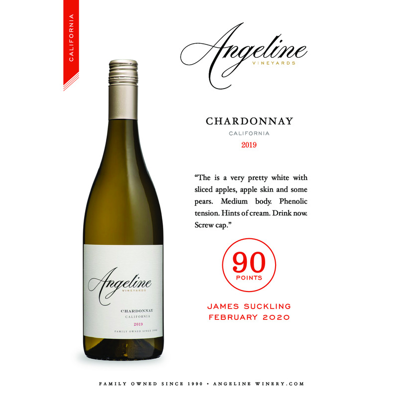 2019 Angeline Chardonnay Acclaim – 90 Pts. James Suckling