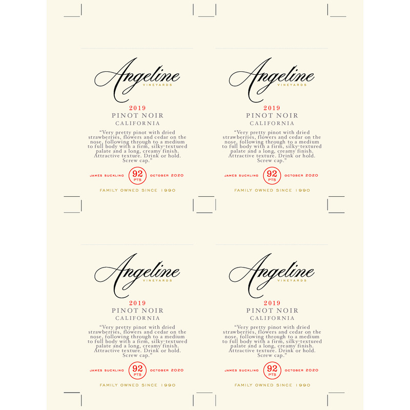 2019 Angeline Pinot Noir Shelf Talker – 92 Pts. James Suckling