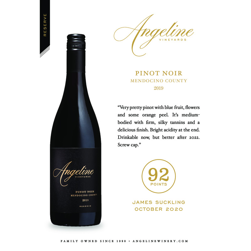 2019 Angeline Reserve Pinot Noir Acclaim – 92 Pts. James Suckling