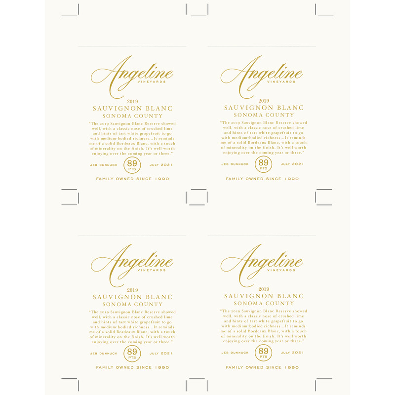 2019 Angeline Reserve Sauvignon Blanc Shelf Talker – 89 Pts. Jeb Dunnuck