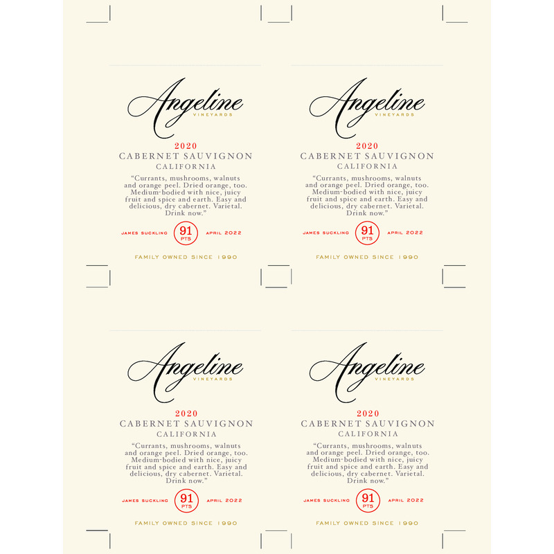 2020 Angeline Cabernet Sauvignon Shelf Talker