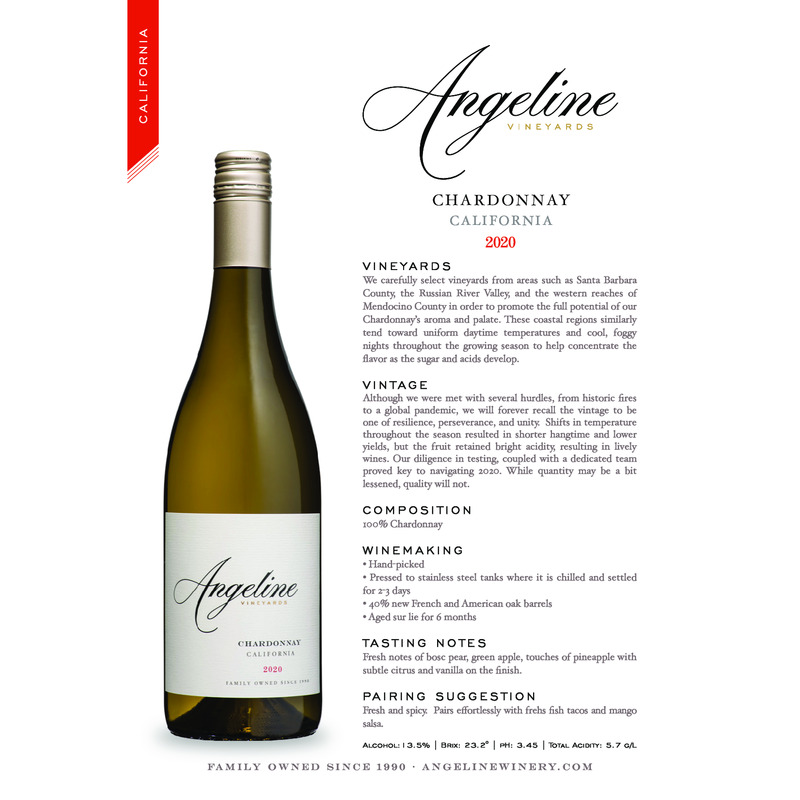 2020 Angeline Chardonnay Tech Sheet