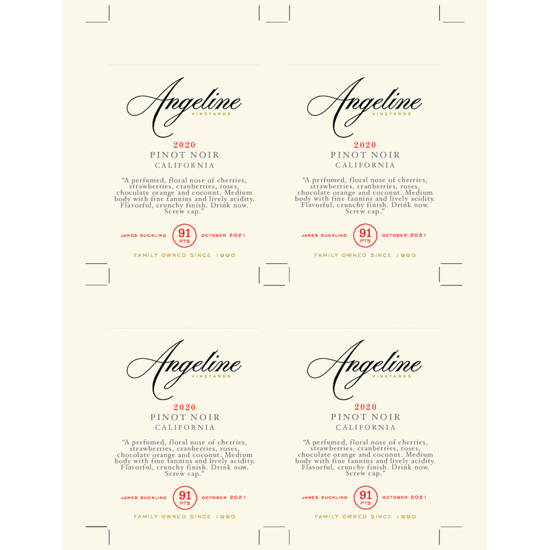 2020 Angeline Pinot Noir Shelftalker – 91 Pts. James Suckling