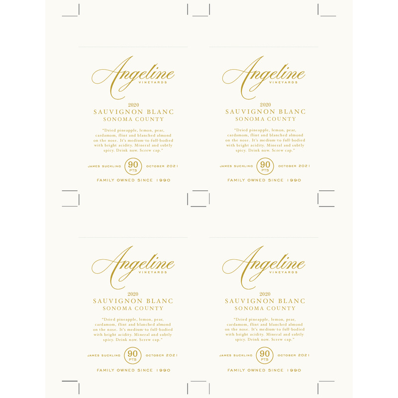 2020 Angeline Reserve Sauvignon Blanc Shelf Talker – 90 Pts. James Suckling