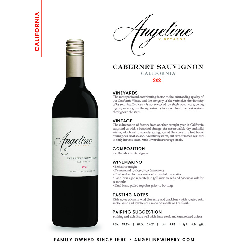 2021 Angeline Cabernet Sauvignon Tech Sheet