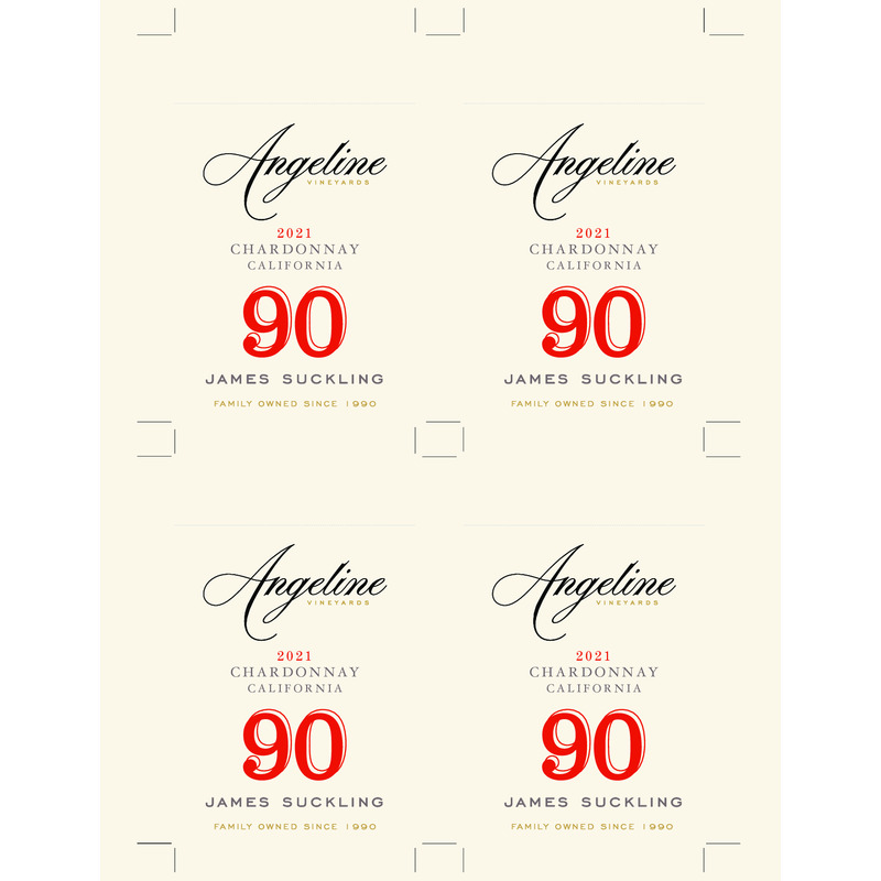 2021 Angeline Chardonnay Shelf Talker –  90 Pts JS RED