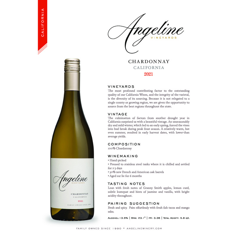 2021 Angeline Chardonnay Tech Sheet