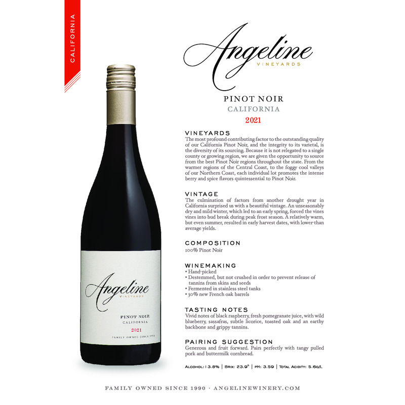 2021 Angeline Pinot Noir Tech Sheet