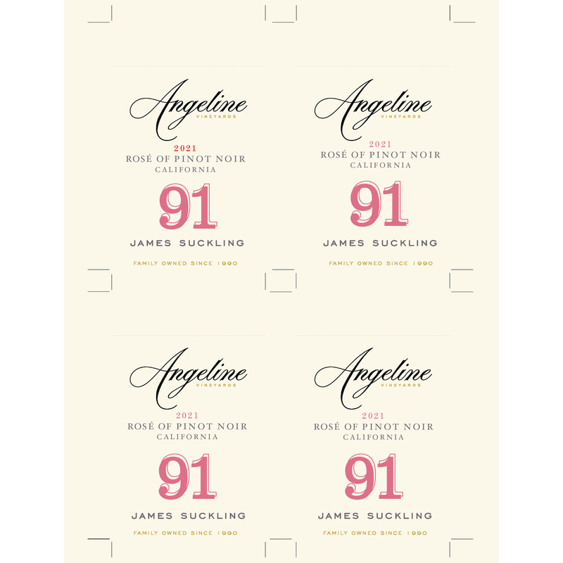 2021 Angeline Rosé Of Pinot Noir Shelf Talker – 91 Pts. JS pink