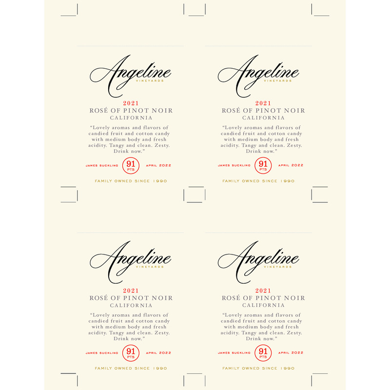 2021 Angeline Rosé Of Pinot Noir Shelf Talker – 91 Pts. James Suckling