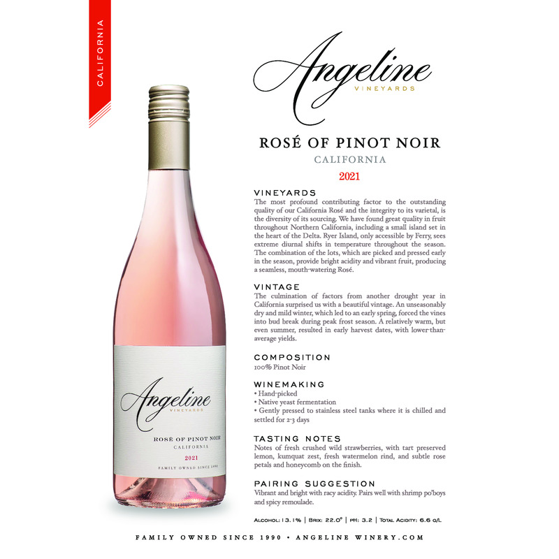 2021 Angeline Rosé Of Pinot Noir Tech Sheet