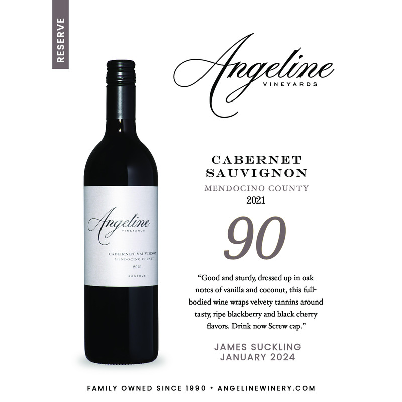 2021 Angeline Reserve Cabernet Sauvignon Acclaim – 90 pts James Suckling