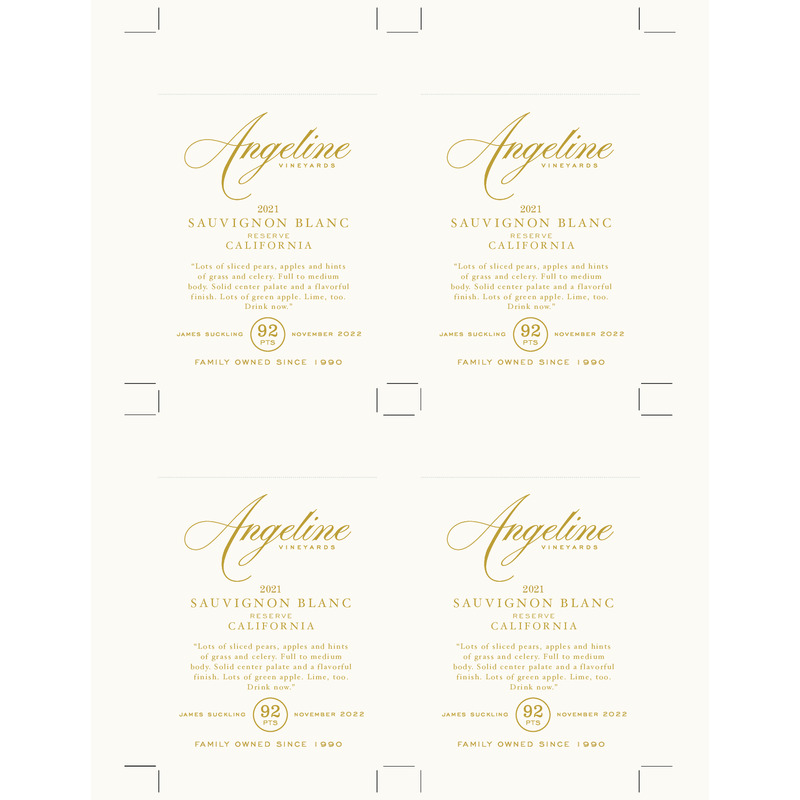 2021 Angeline Reserve Sauvignon Blanc Shelftalker – 92 Pts. James Suckling
