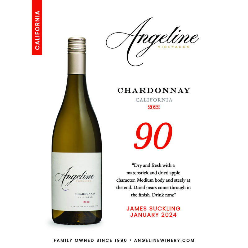 2022 Angeline Chardonnay Acclaim – 90 pts James Suckling