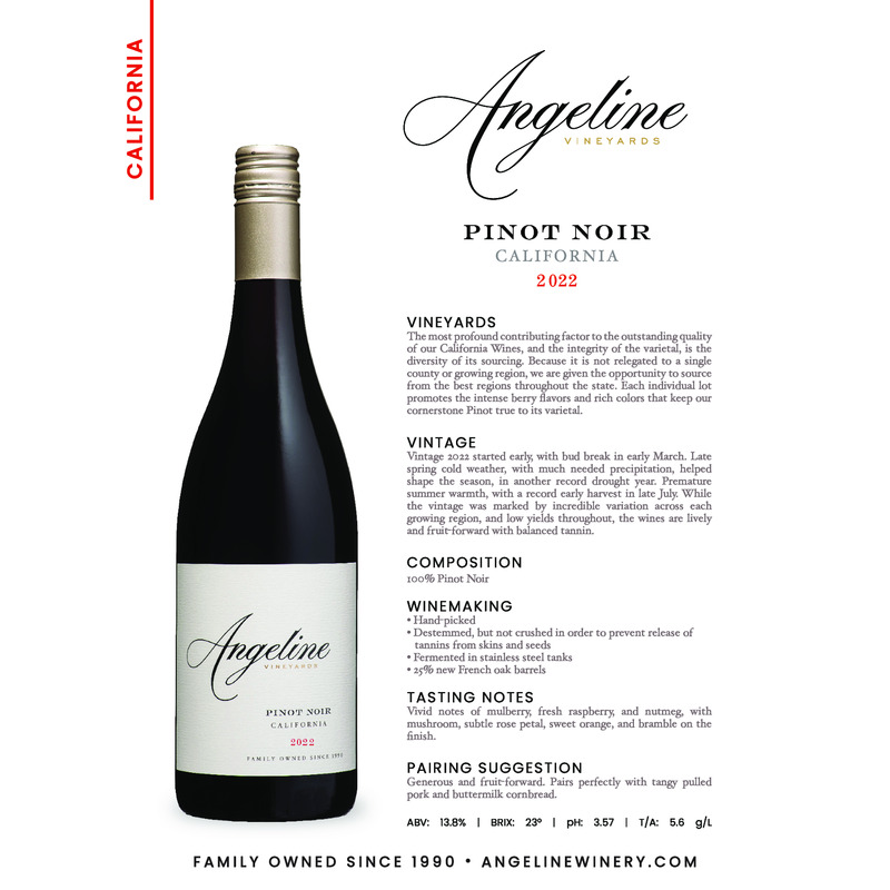2022 Angeline Pinot Noir Tech Sheet