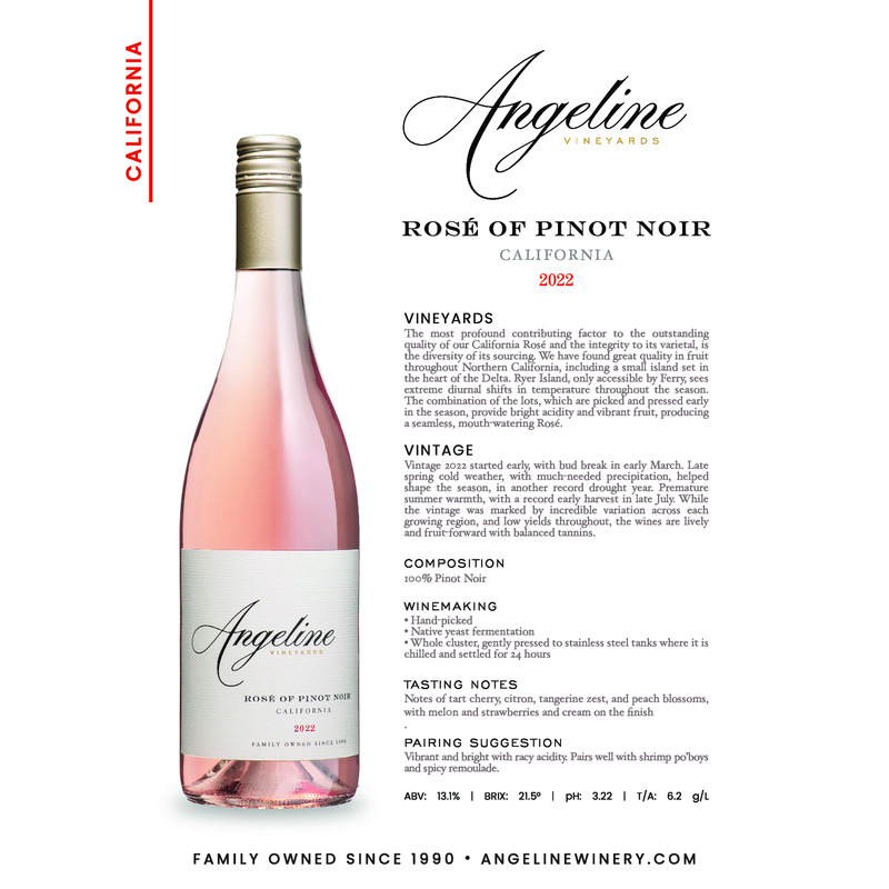 2022 Angeline Rosé Of Pinot Noir Tech Sheet