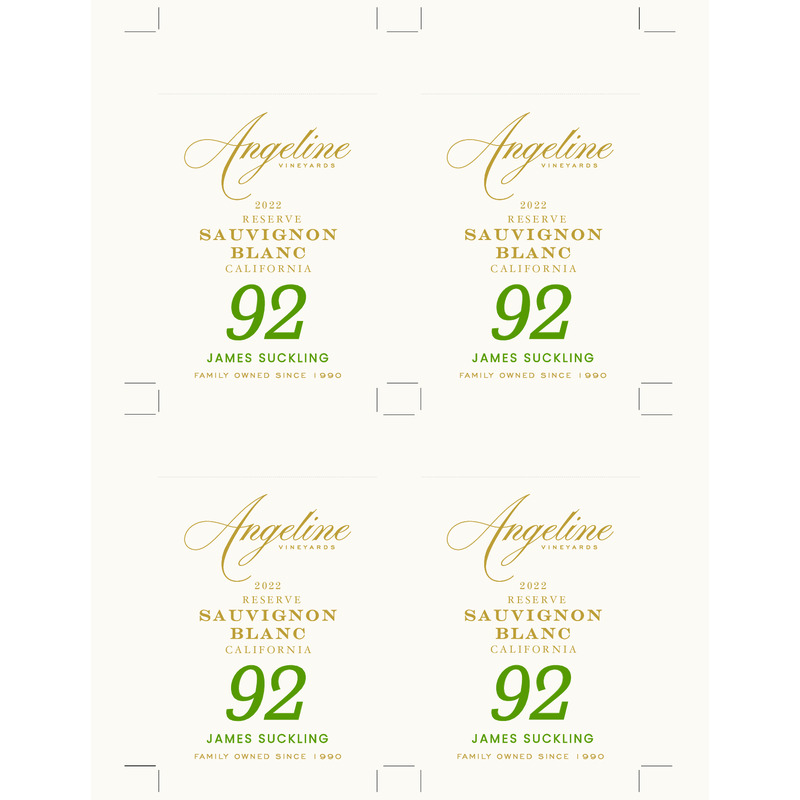 2022 Angeline Reserve Sauvignon Blanc Shelf Talker – 92 pts James Suckling