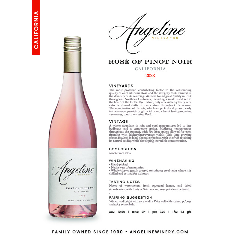 2023 Angeline Rosé Of Pinot Noir Tech Sheet