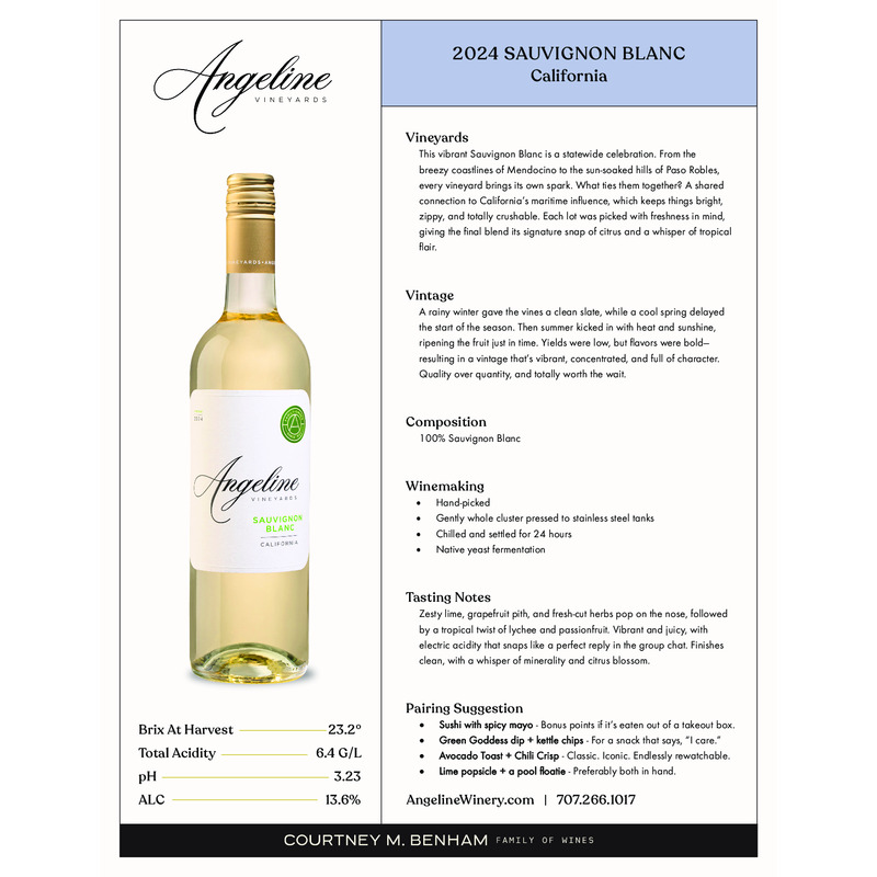 2024 Angeline Sauvignon Blanc Tech Sheet