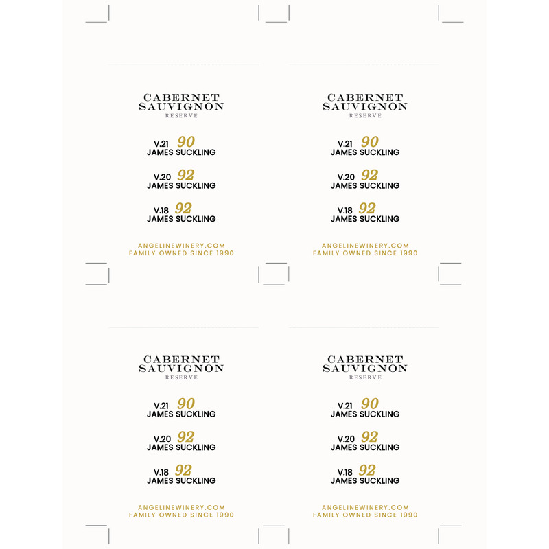 2020 Angeline Reserve Cabernet Sauvignon Shelf Talker – Acclaim