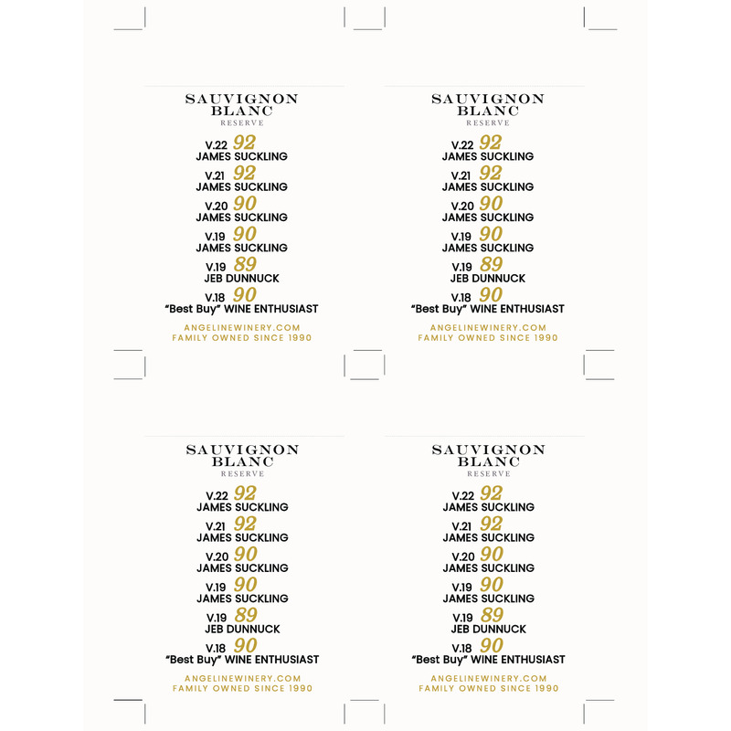 2022 Angeline Reserve Sauvignon Blanc Shelf Talker – Acclaim