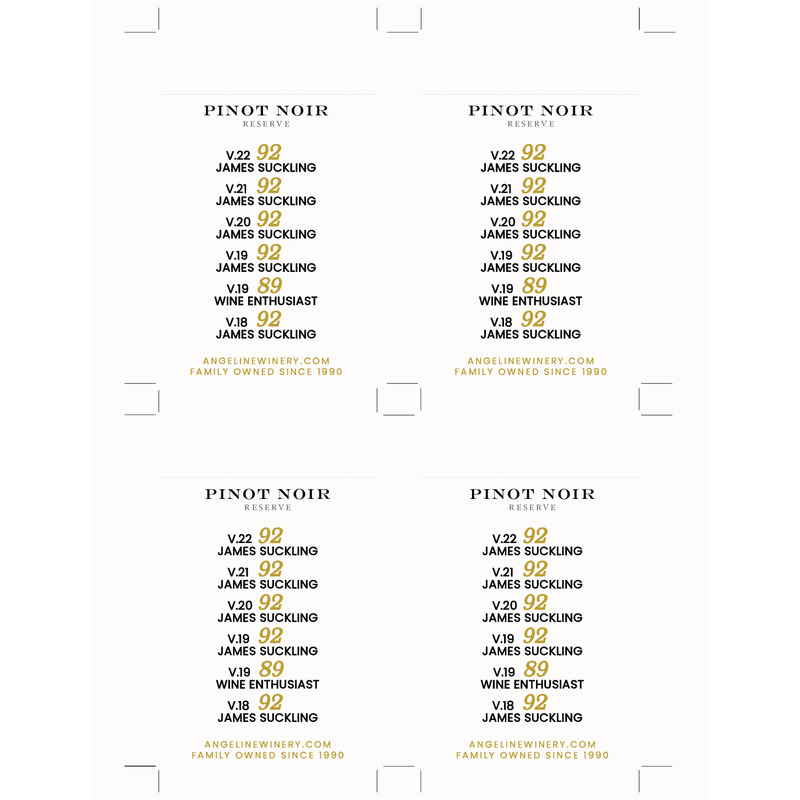 2021 Angeline Reserve Pinot Noir Shelf Talker – Acclaim