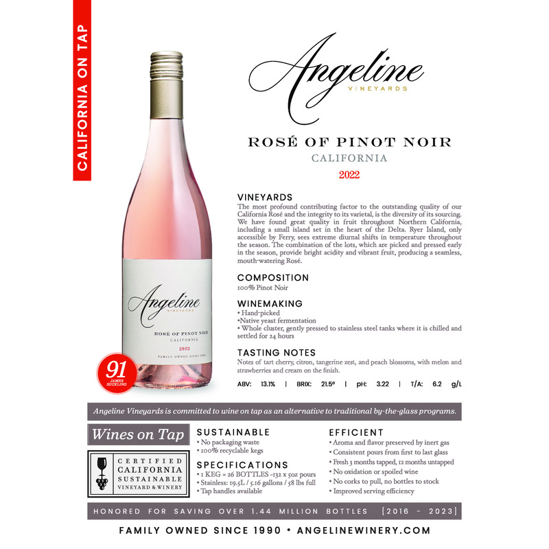 2022 Angeline Rosé Of Pinot Noir Wine on Tap