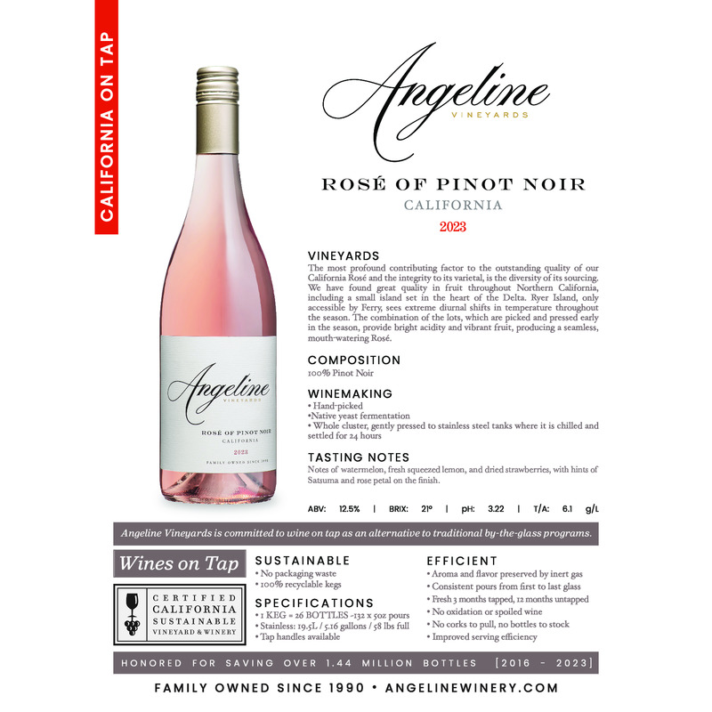 2023 Angeline Rosé Of Pinot Noir Wine on Tap