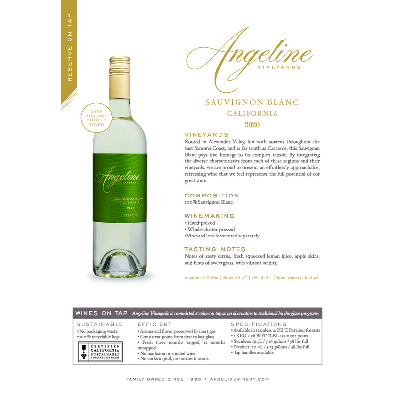 2020 Angeline Reserve Sauvignon Blanc Wine on Tap