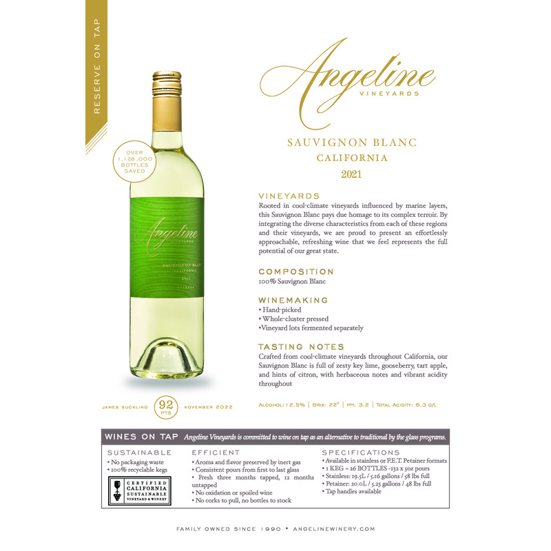 2021 Angeline Reserve Sauvignon Blanc Wine on Tap