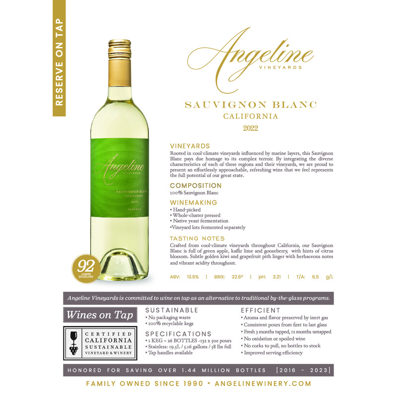 2022 Angeline Reserve Sauvignon Blanc Wine on Tap