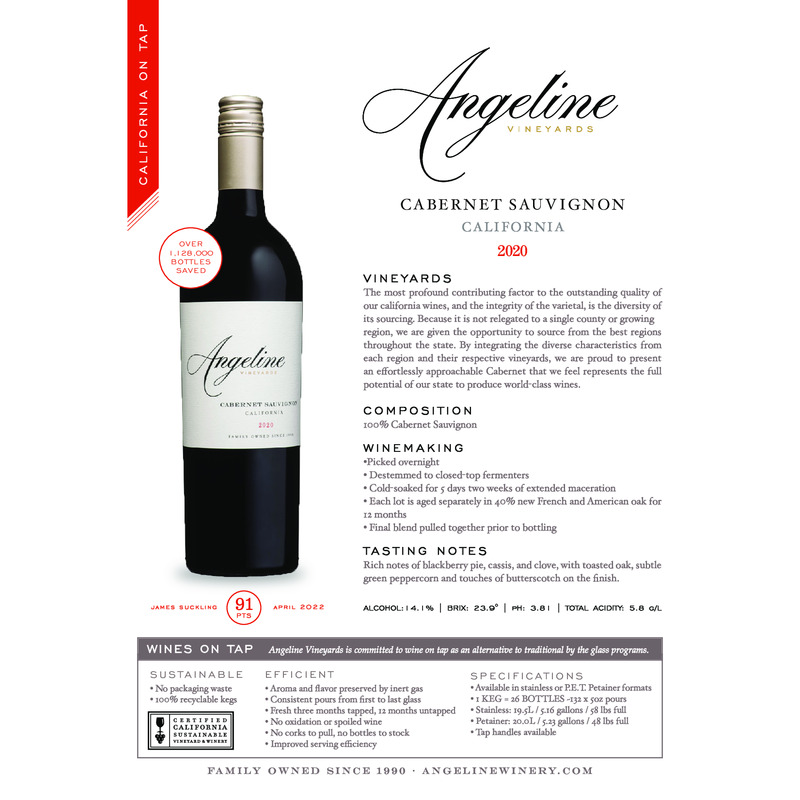 2020 Angeline Cabernet Sauvignon Wine on Tap