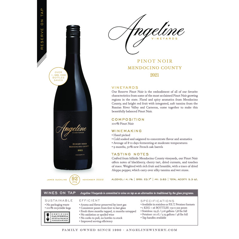 2021 Angeline Reserve Pinot Noir Wine on Tap
