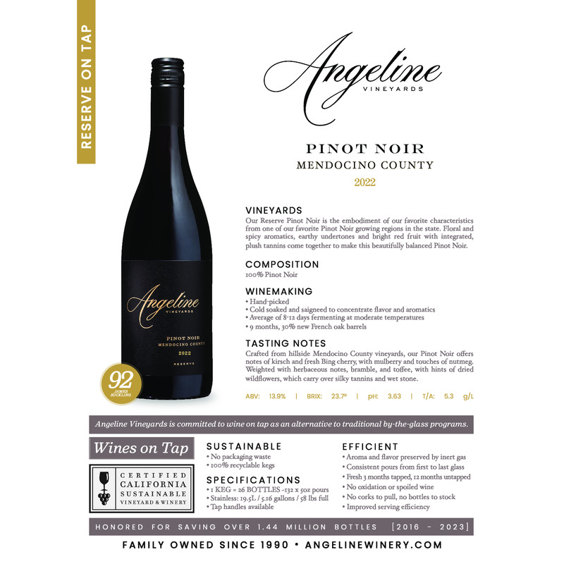 2022 Angeline Reserve Pinot Noir Wine on Tap