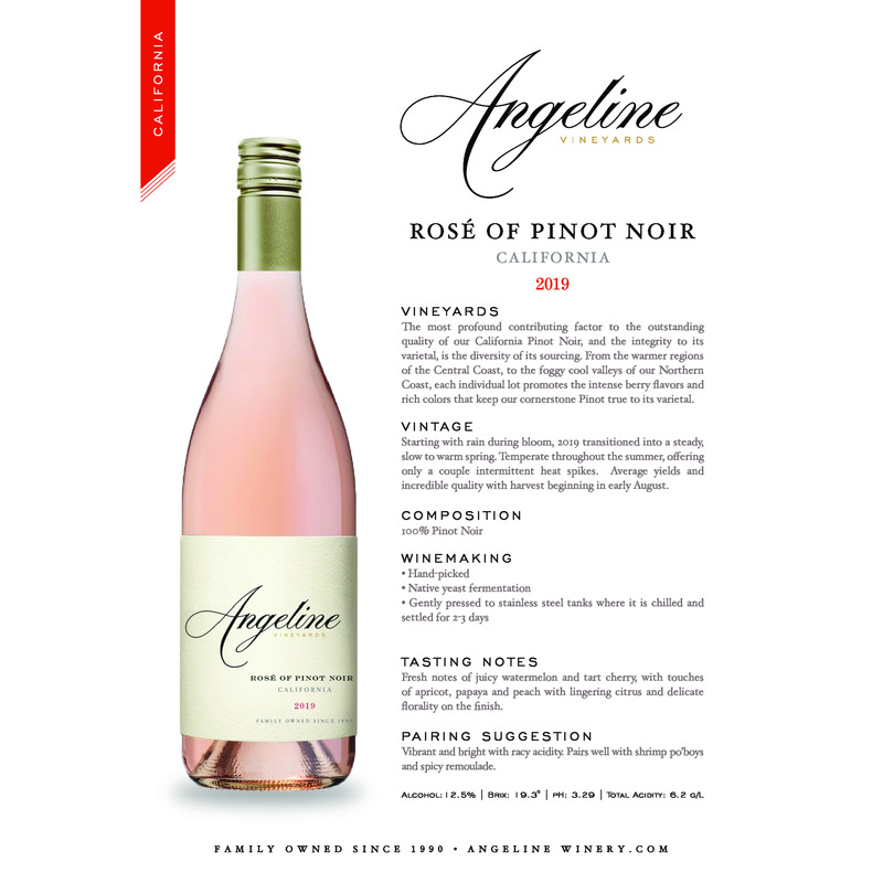 2019 Angeline Rosé Of Pinot Noir Tech Sheet