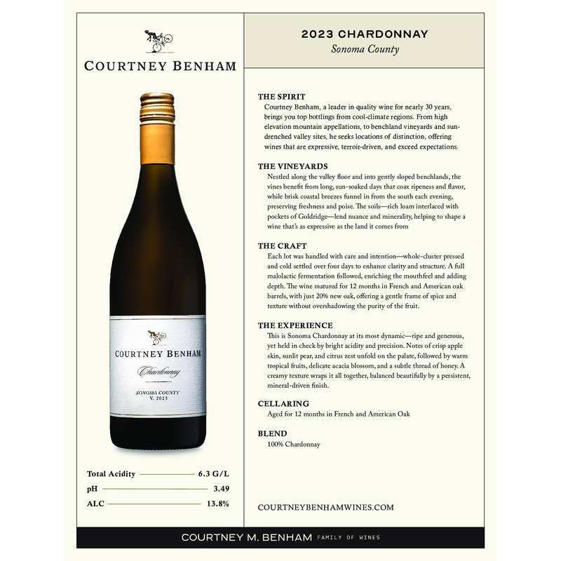 2023 Courtney Benham Sonoma County Chardonnay Tech Sheet