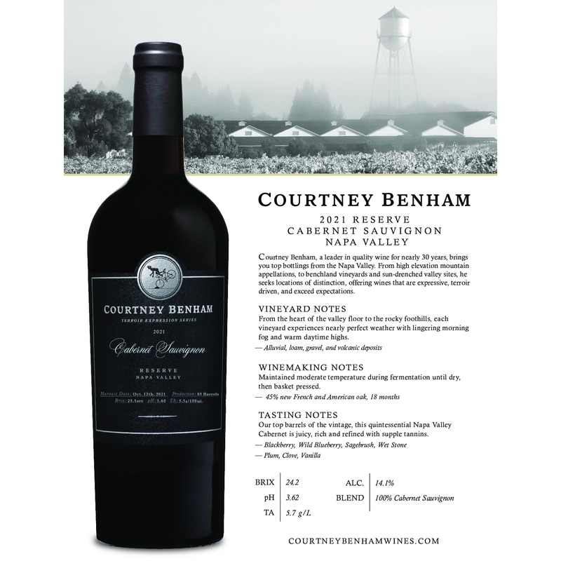 2021 Courtney Benham Reserve Napa Valley Cabernet Sauvignon Tech Sheet