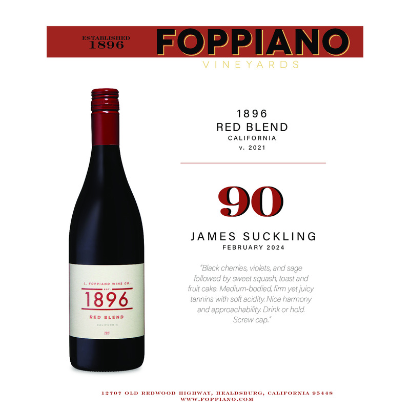 2021 Foppiano 1896 Red Blend Acclaim Sheet | 90 JS