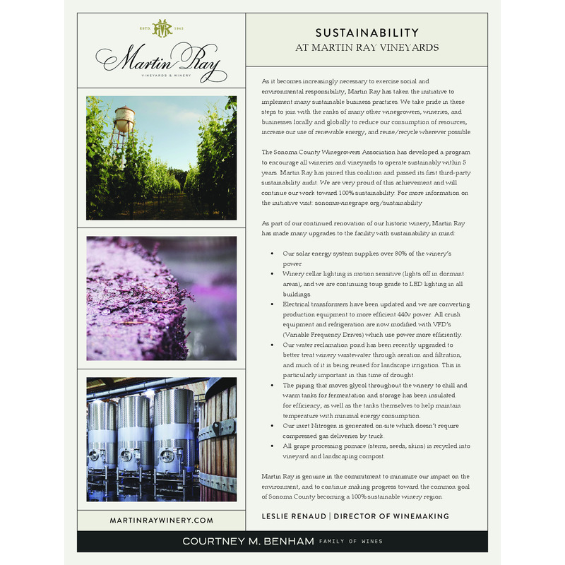 Martin Ray Sustainability Overview