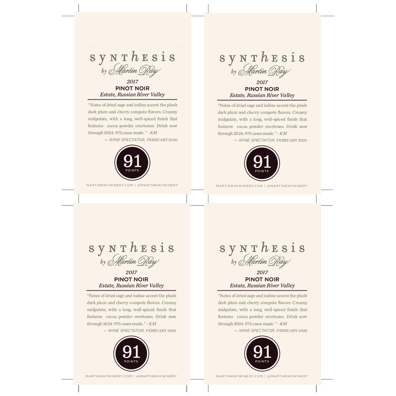 2017 Martin Ray Synthesis Russian River Valley Estate Pinot Noir Shelf Talker – 91 Pts. Wine Spectator