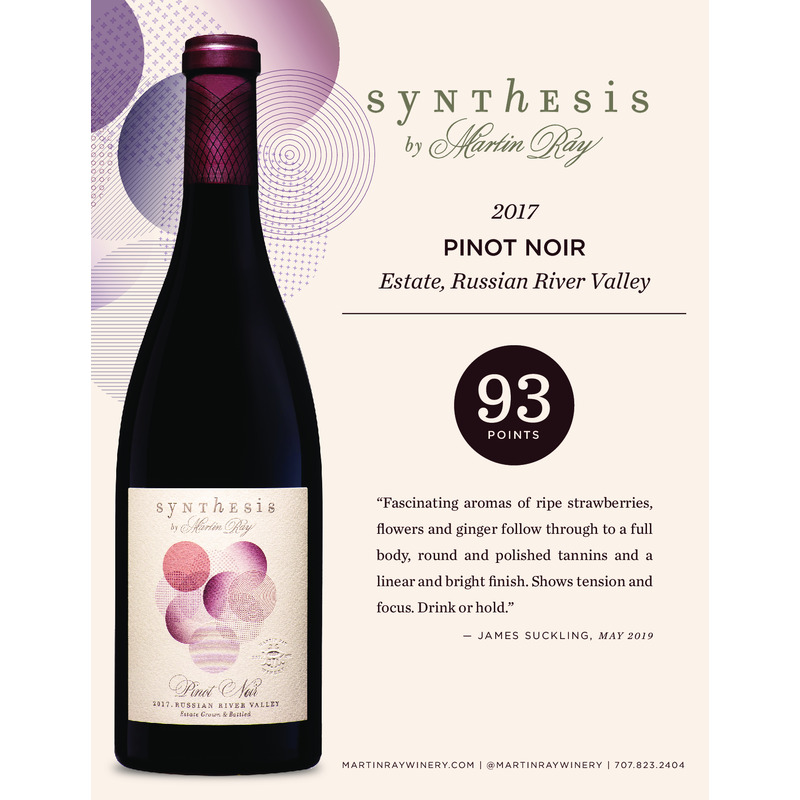 2017 Martin Ray Synthesis Russian River Valley Estate Pinot Noir Acclaim – 93 Pts. James Suckling