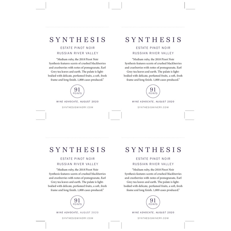 2018 Martin Ray Synthesis Russian River Valley Estate Pinot Noir Shelf Talker – 91 Pts. Wine Advocate