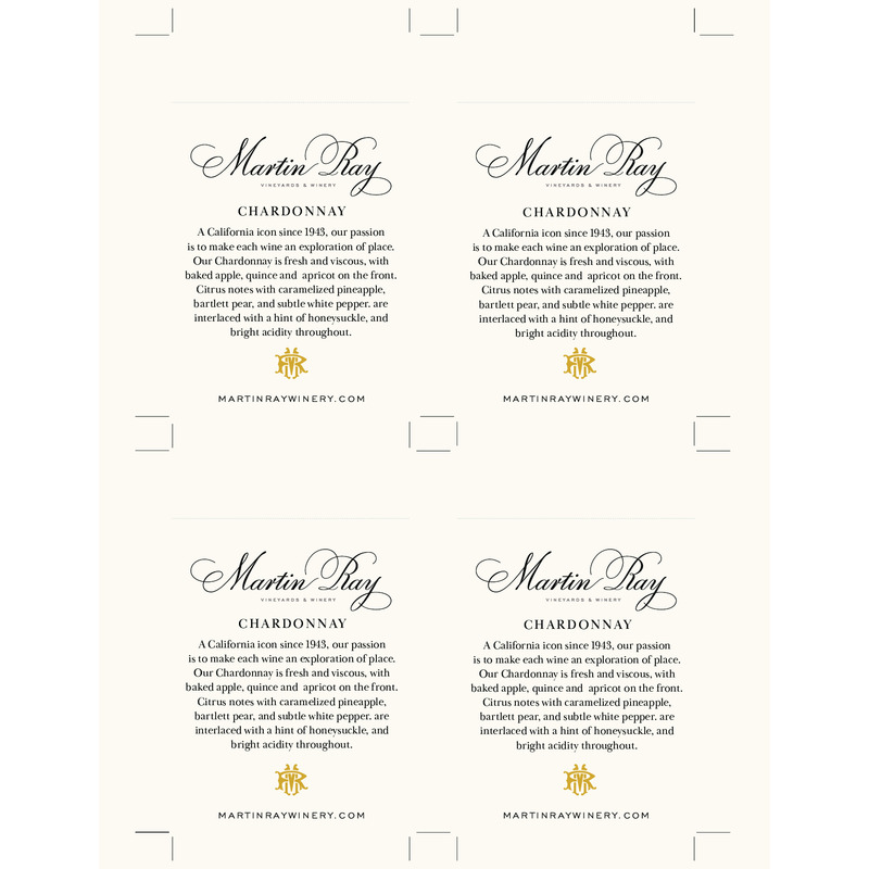 2021 Martin Ray Chardonnay Shelf Talker