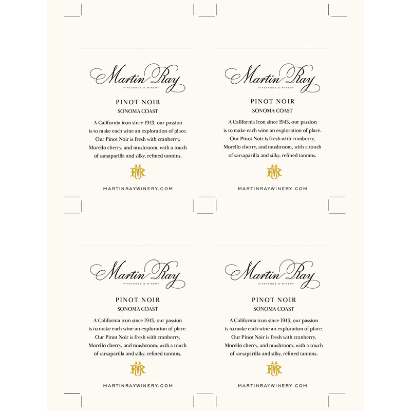 2020 Martin Ray Sonoma Coast Pinot Noir Shelf Talker